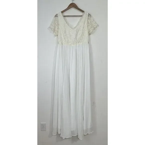 NWT Torrid Lace Chiffon Maxi Dress Gown Size 14 Ivory Lined Wedding -  threedaughtersproperties.com